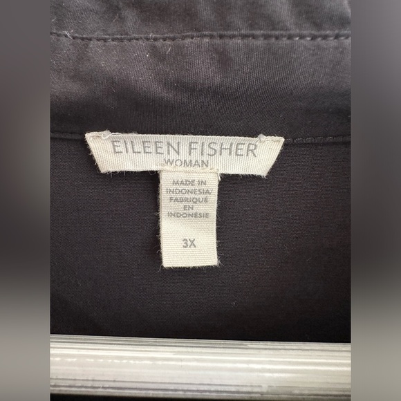 EILEEN FISHER ORGANIC COTTON STRETCH POPLIN SHIRT DRESS - BLACK - PLUS SIZE 3X - Picture 9 of 10